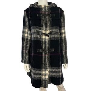 Burberry Plaid Wool Duffle Coat Hooded Toggle‎ Old Money Quite Luxury Size 14